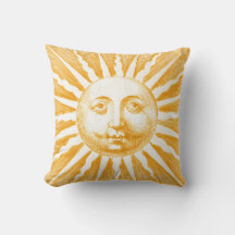 Antique Vintage Guld Gult Sol Ansikte