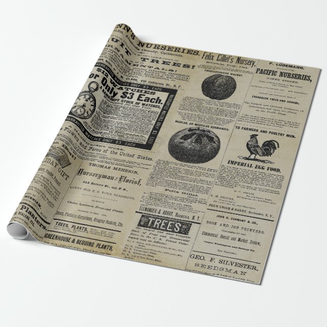 Antique Vintage Horticulture Ads Ephemera Presentpapper (Utrullad)