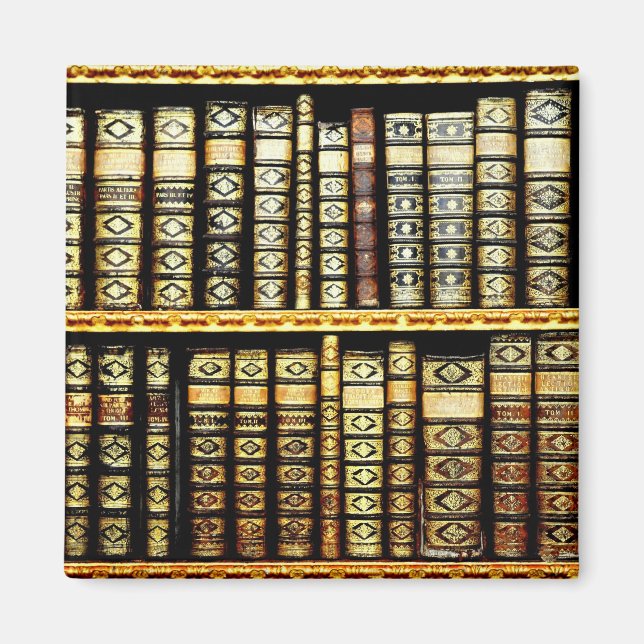 Antique Vintage Leather bokar Mönster Magnet (Framsidan)