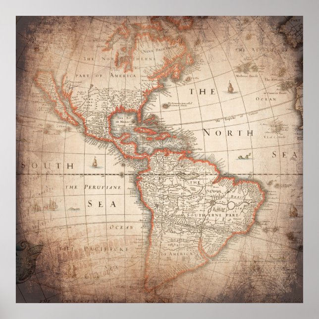 Antique Vintage Map Poster (Framsidan)