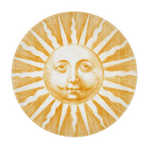 Antique Vintage Orange Sol Ansikte