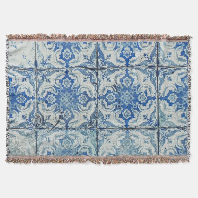 Antique Vintage Portugisiska Tiles Mönster - Azule Filt (Framsidan)