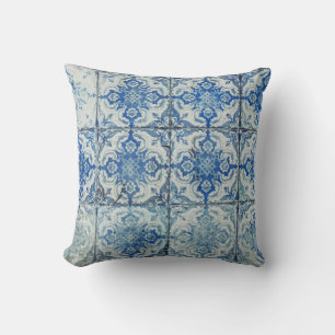 Antique Vintage Portugisiska Tiles Mönster - Azule Kudde