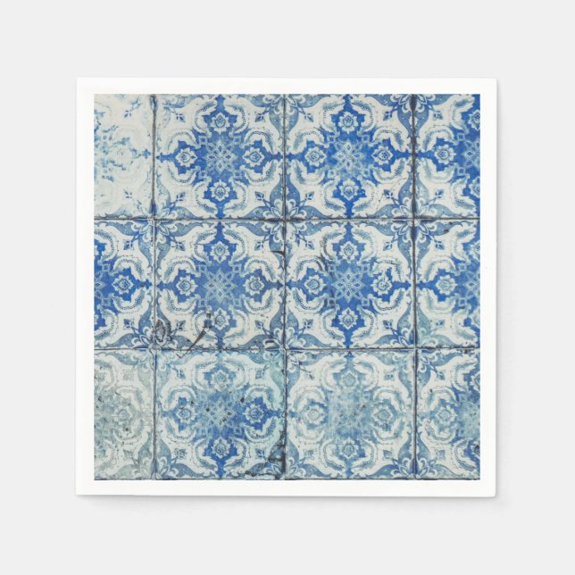 Antique Vintage Portugisiska Tiles Mönster - Azule Pappersservett (Framsidan)