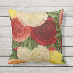 Antique Vintage Red White Rosa Gul ros Kudde