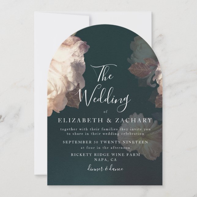 Antique Vintage Romantic Blommigt Arch Bröllop Inbjudningar (Framsida)