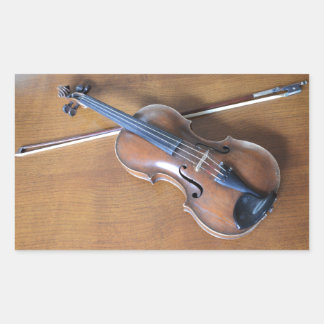 Antique Violin Rektangulärt Klistermärke