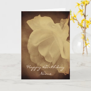 Antique Vit ros Personlig Birthday Card Kort
