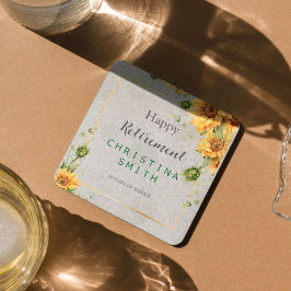 Antique Watercolor Solros Pension Party Idea Underlägg Papper Kvadrat