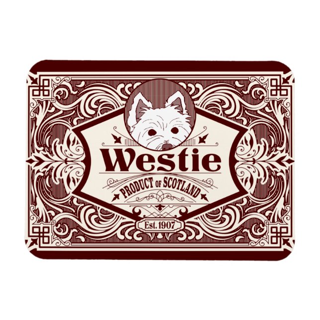 Antique Westie Product of Scotland Magnet (Horisontell)