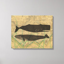Antique Whale Nautical Sea Life Canvastryck