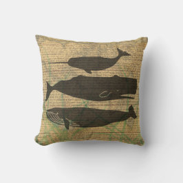 Antique Whale Nautical Sea Life Kudde