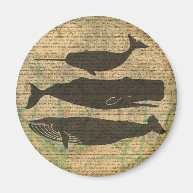 Antique Whale Nautical Sea Life Magnet (Framsidan)