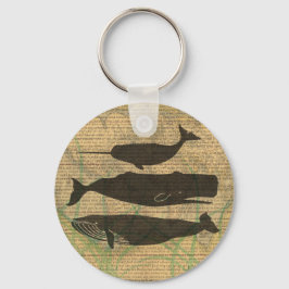 Antique Whale Nautical Sea Life Nyckelring