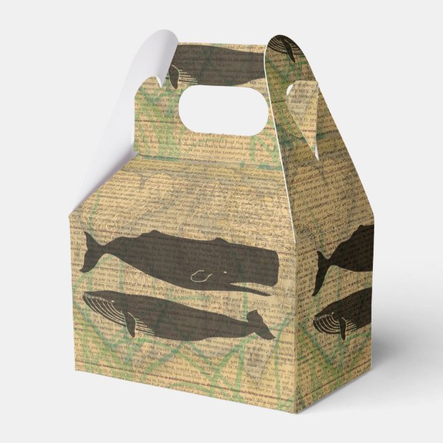 Antique Whale Nautical Sea Life Presentaskar (Framsidan Sidan)