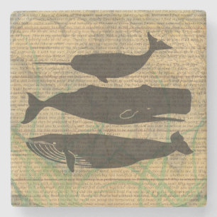 Antique Whale Nautical Sea Life Underlägg Sten