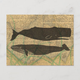 Antique Whale Nautical Sea Life Vykort