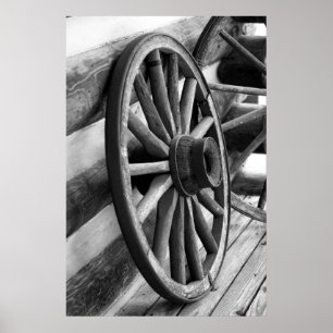 Antique Wheel- Black and White Poster