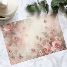 Antique Whimsical Rosa ros Garden, Decoupage Helg Vykort