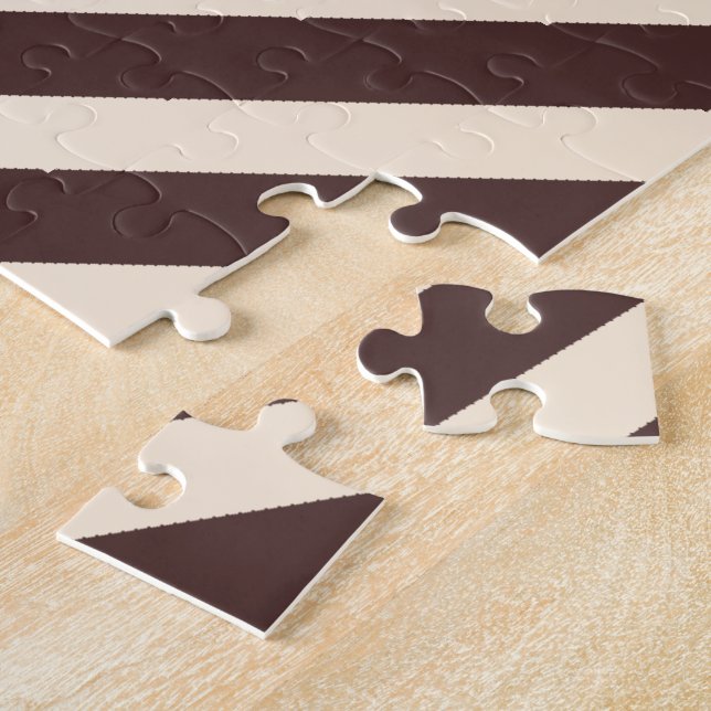 Antique White and Coffee Brown Diagonal Rand Pussel (Sidan)