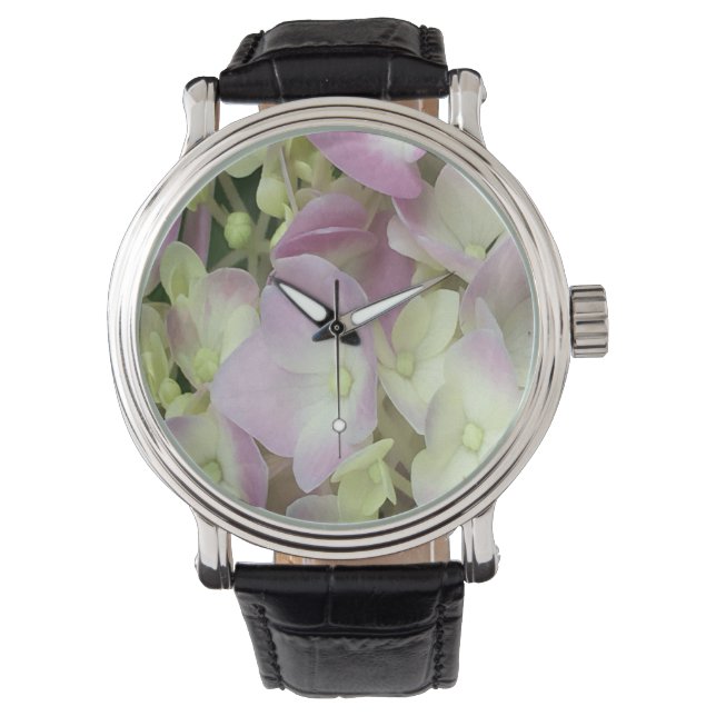 Antique White and Dusty Rosa Hydrangea Petals Armbandsur (Framsida)