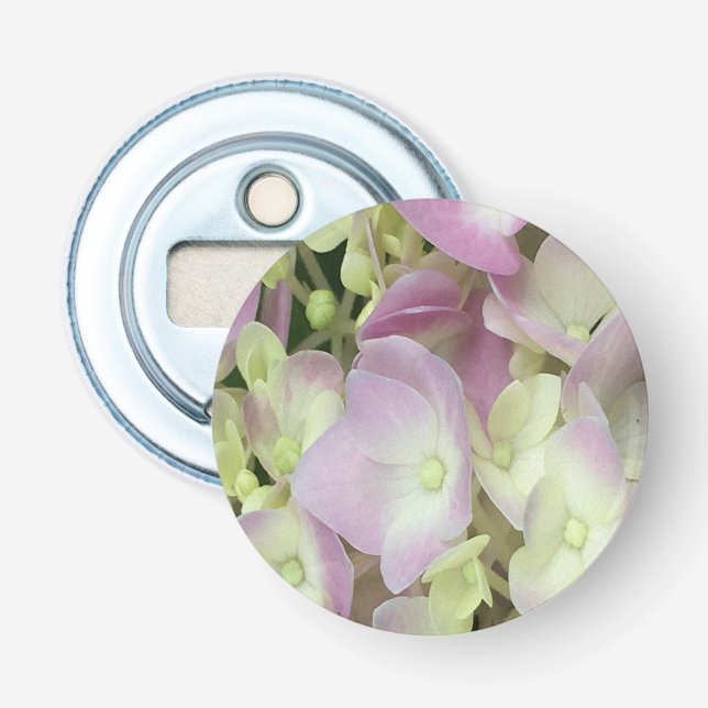 Antique White and Dusty Rosa Hydrangea Petals Flasköppnare (Framsidan)