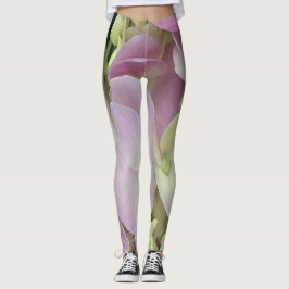 Antique White and Dusty Rosa Hydrangea Petals Leggings