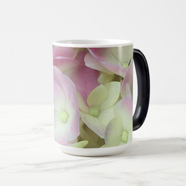 Antique White and Dusty Rosa Hydrangea Petals Magisk Mugg (Framsida höger)