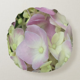 Antique White and Dusty Rosa Hydrangea Petals Rund Kudde
