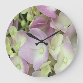 Antique White and Dusty Rosa Hydrangea Petals Stor Klocka