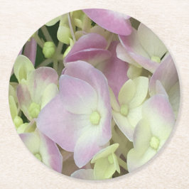 Antique White and Dusty Rosa Hydrangea Petals Underlägg Papper Rund