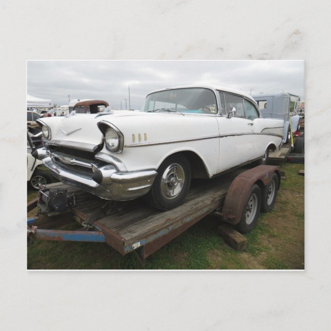 Antique White Car Vykort (Framsida)