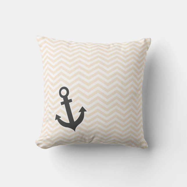 Antique White Chevron; zig zag; Anchor Kudde (Framsida)