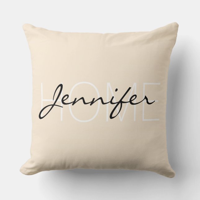 Antique white färg home monogram kudde (Framsida)