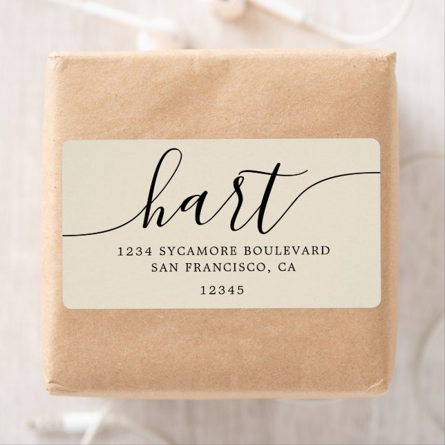 Antique White Modern Script Family Returadress Fraktsedel (Insitu)