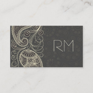 Antique White Paisley på Mörk Grått Mönster Design Visitkort