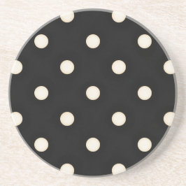 Antique White Polka dots på Black Distress Underlägg