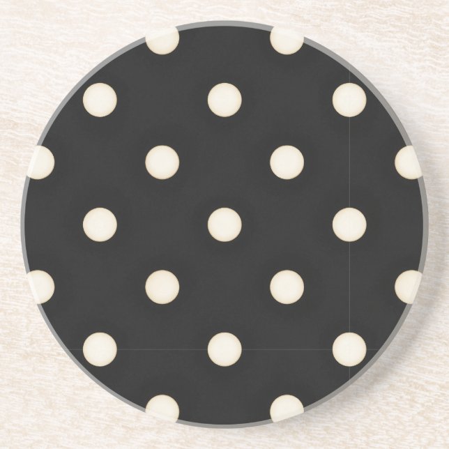 Antique White Polka dots på Black Distress Underlägg (Framsidan)