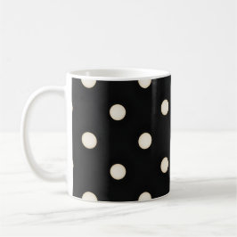Antique White Polka dots på Black Kaffemugg