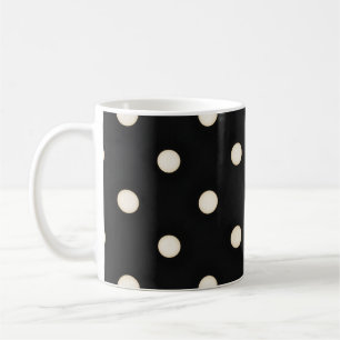 Antique White Polka dots på Black Kaffemugg