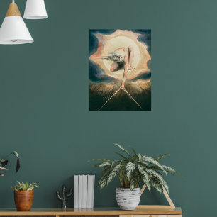 Antique William Blake Earth Compass Symbolism Poster