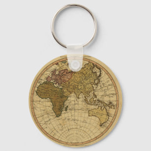 Antique William Faden 1786 Östra Hemisphere Karta Nyckelring