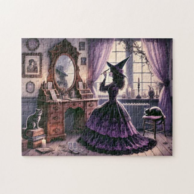 Antique Witch vid Vanity Gothic Academia Pussel (Horisontell)