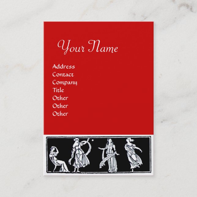 ANTIQUE WOMAN MODE MONOGRAM Red Black White Visitkort (Framsida)