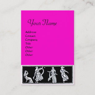 ANTIQUE WOMAN MODE MONOGRAM Rosa Black White Visitkort