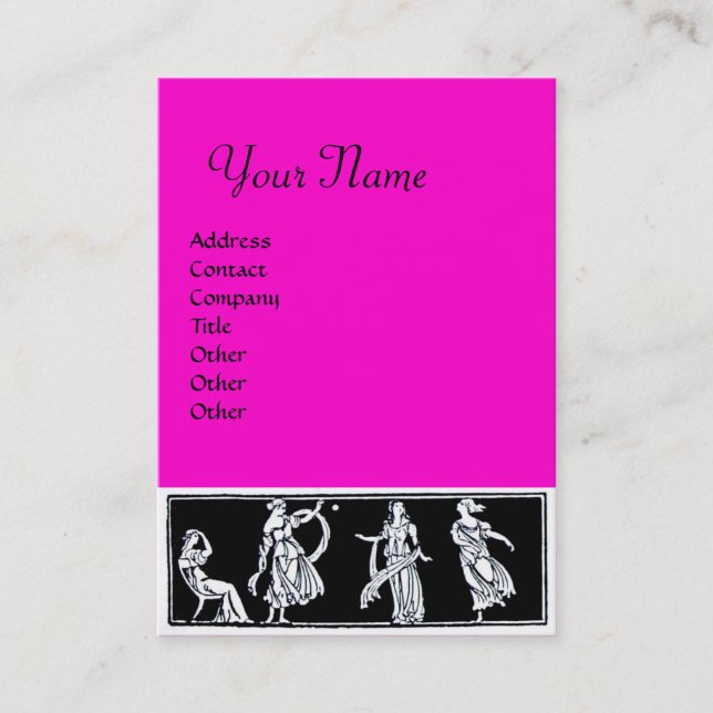 ANTIQUE WOMAN MODE MONOGRAM Rosa Black White Visitkort (Framsida)