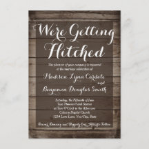 Antique Wood Get Hitched Wedding-inbjudningar