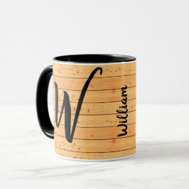 Antique Wood Namn Monogram, Vintage Tittar kaffe Mugg