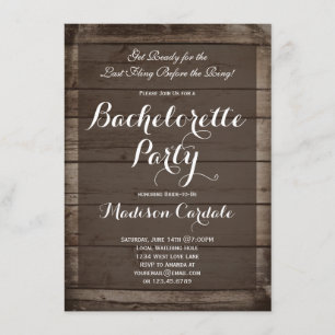 Antique Wood Rustic Bachelorette-partiets inbjudni Inbjudningar