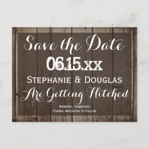 Antique Wood Rustic Save the Date Postcards Meddelande Vykort
